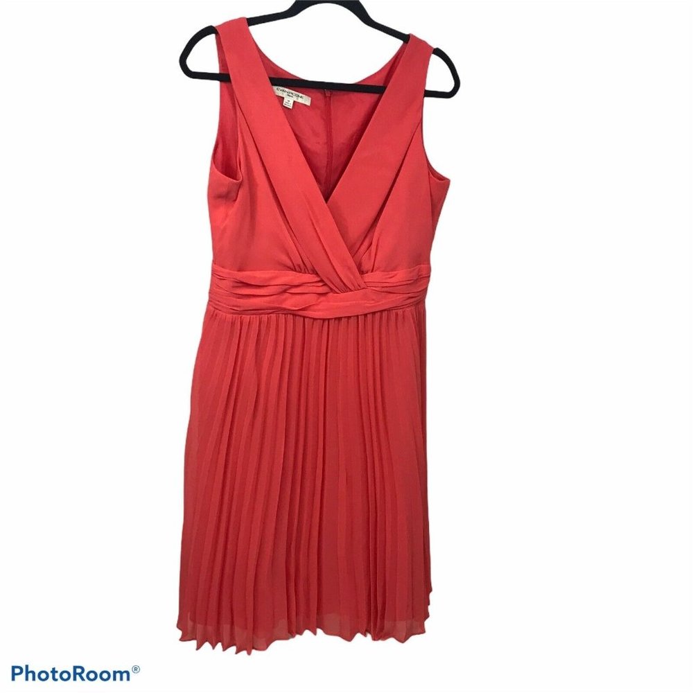 Evan Picone Women's Orange Chiffon Pleated dress